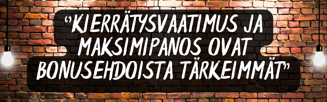 Kierrätysvaatimus on bonusehdoista tärkein Kierrätysvaatimus on bonusehdoista tärkein